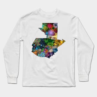 Spirograph Patterned Guatemala Administrative Divisions Map Long Sleeve T-Shirt